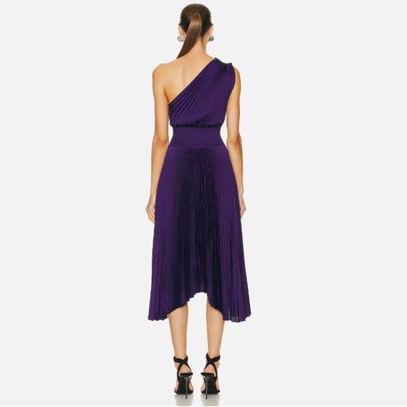 NWOT! Summer 2025 A.L.C. 'Ruby' Pleated One-Shoulder Dress Purple Size 6 - Picture 4 of 10
